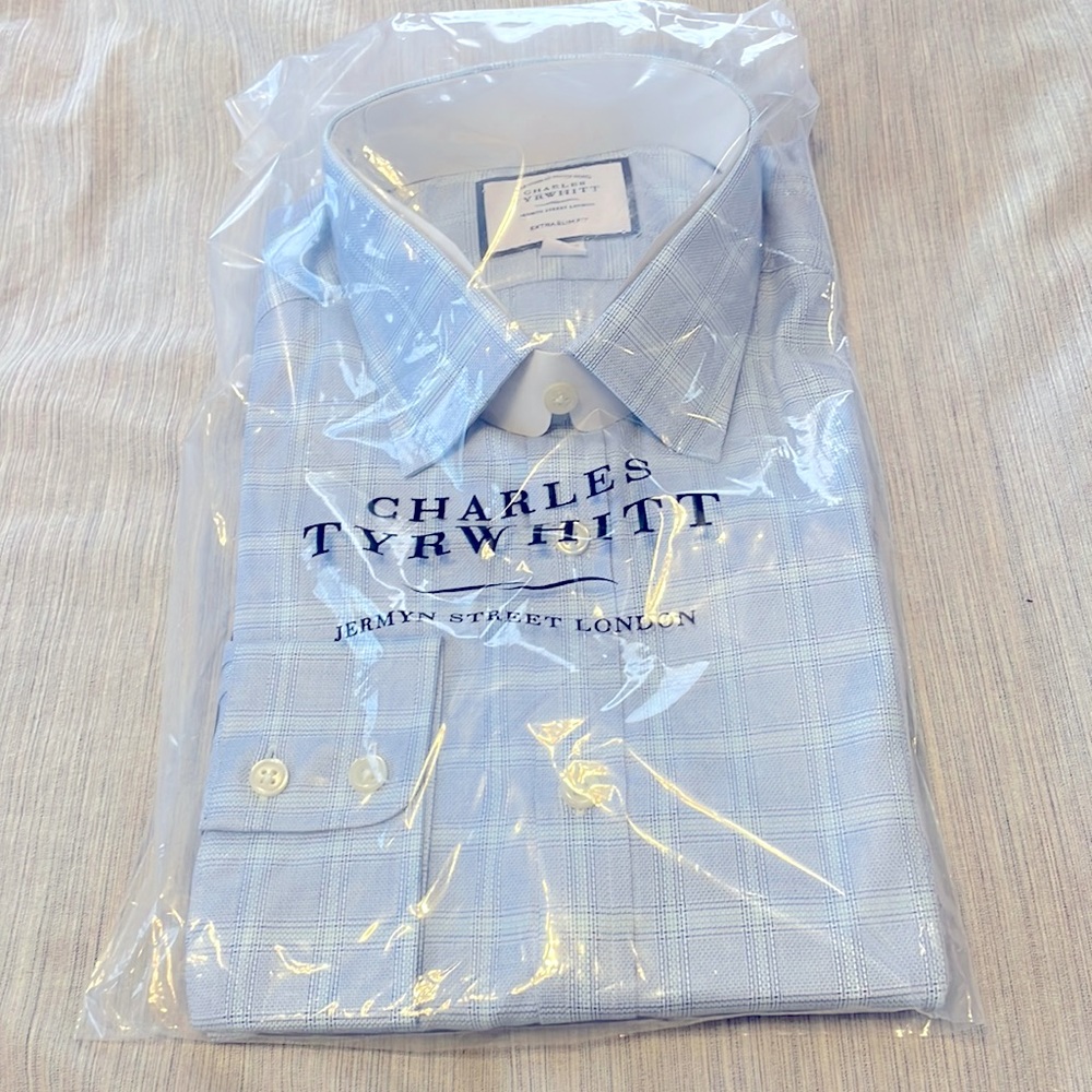 Charles tyrwhitt extra slim fit. Blue/green check. 16.5"